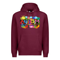 Burgundy Autism accept understand love Premium Hoodie - FaDigitalArtStudio