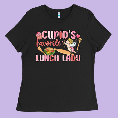 Cupid's Favorite Lunch Lady Ladies Tee Designed By Maliassmallbusiness