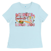 Baby Blue cupid's favorite lunch lady Ladies Tee - MaliasSmallBusiness