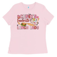 Bubblegum Pink cupid's favorite lunch lady Ladies Tee - MaliasSmallBusiness