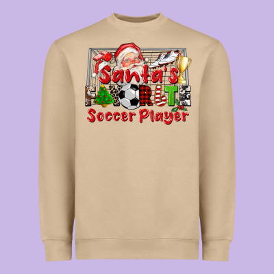 Santas Favorite Soccer Player Heavyweight Sweatshirt Designed By Cowgirlartshop