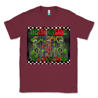 Burgundy dead inside but it's Christmas dancing skeletons Classic Tee - BarkalooDesign