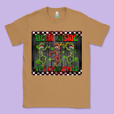 Dead Inside But It's Christmas Dancing Skeletons Classic Tee Designed By Barkaloodesign