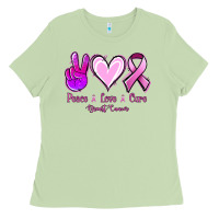 Matcha Peace love cure Breast Cancer Ladies Tee - NancyCooperArtShop
