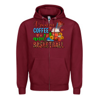 Burgundy I Run On Coffee And Basketball Frappe Zipper Hoodie - FaDigitalArtStudio