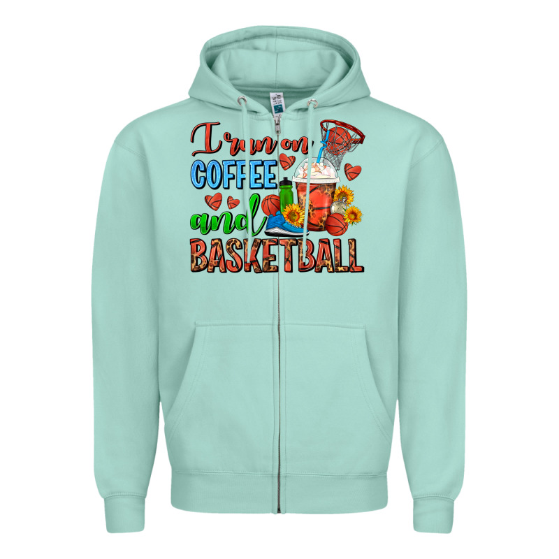 I Run On Coffee And Basketball Frappe Zipper Hoodie by FaDigitalArtStudio | Teevron