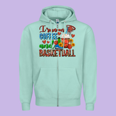 I Run On Coffee And Basketball Frappe Zipper Hoodie Designed By Fadigitalartstudio