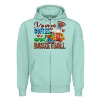 Seafoam I Run On Coffee And Basketball Frappe Zipper Hoodie - FaDigitalArtStudio