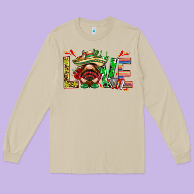 Mexico Love With Gnome Long Sleeve Tee Designed By Nancycooperartshop