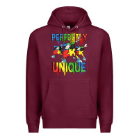 Burgundy Perfectly unique Autism Awareness Day Premium Hoodie - FaDigitalArtStudio