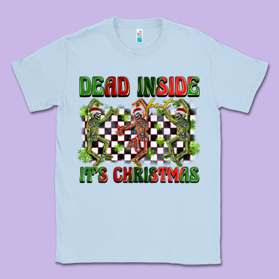 Dead Inside But It's Christmas Dancing Skeletons Classic Tee Designed By Barkaloodesign