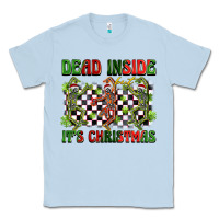Dusty Blue dead inside but it's christmas dancing skeletons Classic Tee - BarkalooDesign
