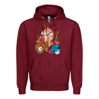 Burgundy Baseball Frappe Zipper Hoodie - FaDigitalArtStudio