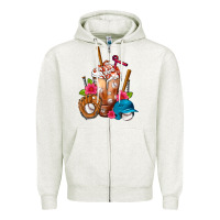 Oatmeal Heather Baseball Frappe Zipper Hoodie - FaDigitalArtStudio