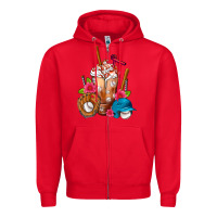 Red Baseball Frappe Zipper Hoodie - FaDigitalArtStudio