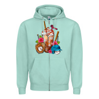 Seafoam Baseball Frappe Zipper Hoodie - FaDigitalArtStudio