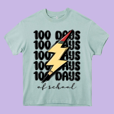 100 Days Of School Heavy Core Tee Designed By Maliassmallbusiness