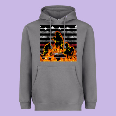American Firefighters Seamless Pattern Heavyweight Hoodie Designed By Bundleandbundleshop