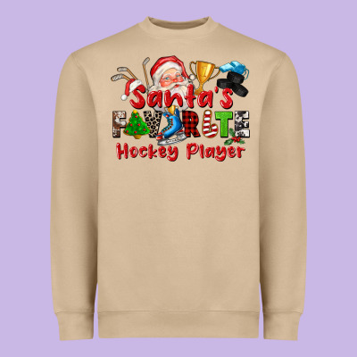 Santas Favorite Hockey Player Heavyweight Sweatshirt Designed By Cowgirlartshop