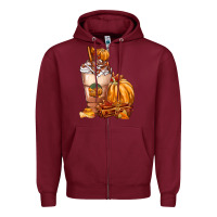 Burgundy Pumpkin Spice Coffee Zipper Hoodie - FaDigitalArtStudio