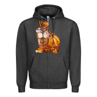 Charcoal Heather Pumpkin Spice Coffee Zipper Hoodie - FaDigitalArtStudio