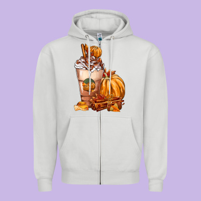 Pumpkin Spice Coffee Zipper Hoodie Designed By Fadigitalartstudio