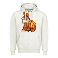 Oatmeal Heather Pumpkin Spice Coffee Zipper Hoodie - FaDigitalArtStudio