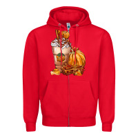 Red Pumpkin Spice Coffee Zipper Hoodie - FaDigitalArtStudio
