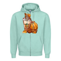 Seafoam Pumpkin Spice Coffee Zipper Hoodie - FaDigitalArtStudio