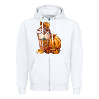 White Pumpkin Spice Coffee Zipper Hoodie - FaDigitalArtStudio