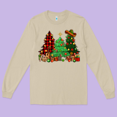 Mexican Christmas Trees Long Sleeve Tee Designed By Nancycooperartshop