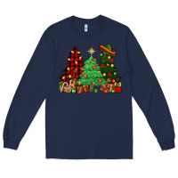 Navy Mexican Christmas trees Long Sleeve Tee - NancyCooperArtShop