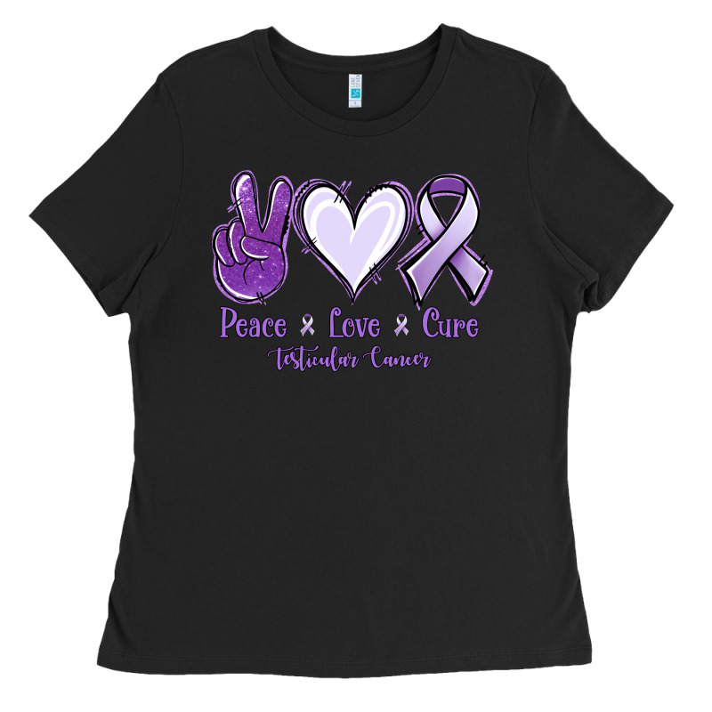 Peace Love Cure Testicular Cancer Ladies Tee by NancyCooperArtShop | Teevron