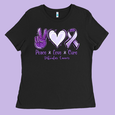 Peace Love Cure Testicular Cancer Ladies Tee Designed By Nancycooperartshop