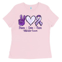 Bubblegum Pink Peace love cure Testicular Cancer Ladies Tee - NancyCooperArtShop