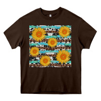 Chocolate Brown sunflower western seamless revize Heavy Core Tee - AdoDesignShop