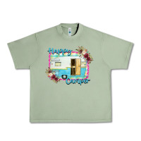 Oil Green Happy Camper With Flowers Urban Heavy Tee - Bettercallsaul