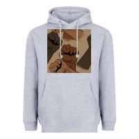 Heather Grey melanin raised fist seamless pattern Heavyweight Hoodie - BundleAndBundleShop