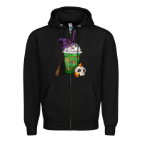 Black Halloween Spooky Pumpkins Frappe Zipper Hoodie - FaDigitalArtStudio