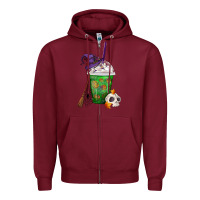Burgundy Halloween Spooky Pumpkins Frappe Zipper Hoodie - FaDigitalArtStudio