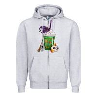 Heather Grey Halloween Spooky Pumpkins Frappe Zipper Hoodie - FaDigitalArtStudio