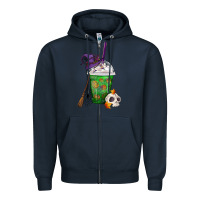 Navy Halloween Spooky Pumpkins Frappe Zipper Hoodie - FaDigitalArtStudio