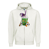 Oatmeal Heather Halloween Spooky Pumpkins Frappe Zipper Hoodie - FaDigitalArtStudio