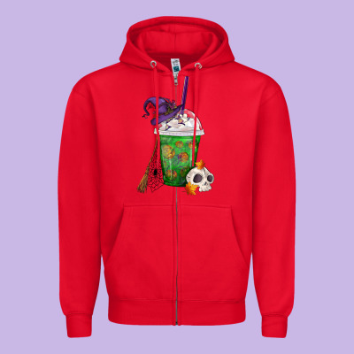 Halloween Spooky Pumpkins Frappe Zipper Hoodie Designed By Fadigitalartstudio