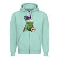 Seafoam Halloween Spooky Pumpkins Frappe Zipper Hoodie - FaDigitalArtStudio