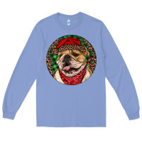 Colony Blue Christmas English Bulldog Long Sleeve Tee - RanaPortraitStore