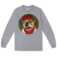 Heather Grey Christmas English Bulldog Long Sleeve Tee - RanaPortraitStore