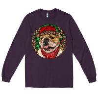 Plum Christmas English Bulldog Long Sleeve Tee - RanaPortraitStore