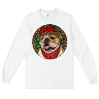 White Christmas English Bulldog Long Sleeve Tee - RanaPortraitStore