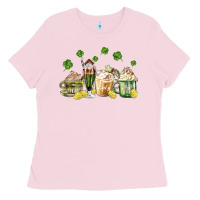 Bubblegum Pink patricks day coffee Ladies Tee - MaliasSmallBusiness
